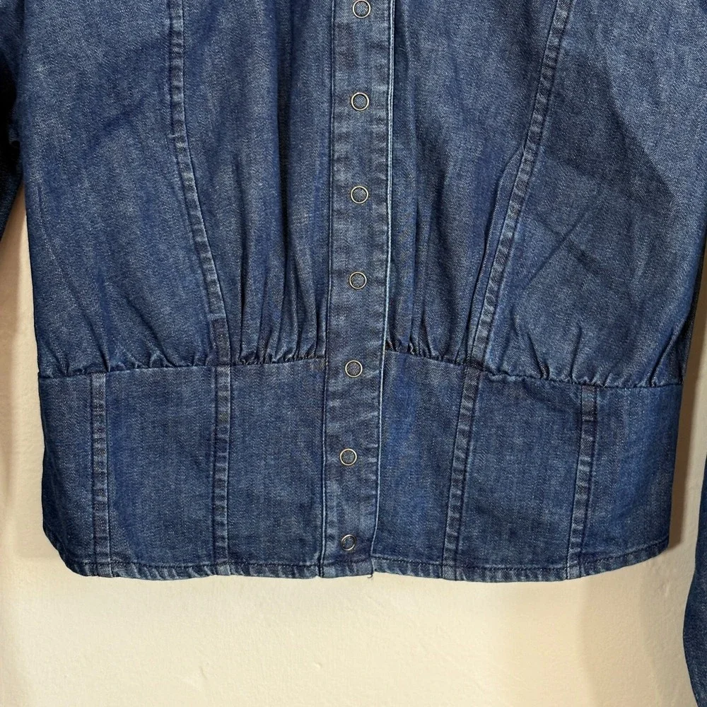 Free People Chambray Denim Jacket Women Size XS Blue Snaps New - Picture 8 of 14